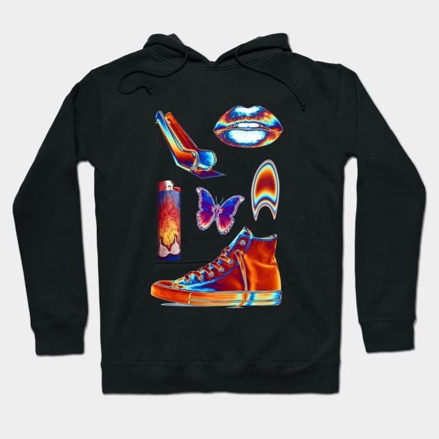 High Contrast Holo Print Hoodie by dinaaaaaah